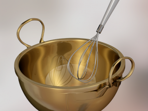 Photo of a pot and whisk Photo of a pot and whisk